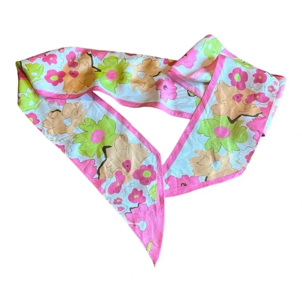 Pink Floral Women's Scarf & Wrap - Pink, Green, Cream